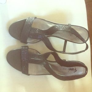 Black slip on heels by Fiona